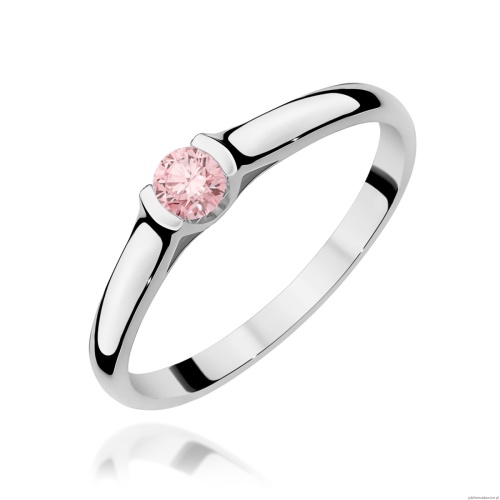 Pierścionek W0369 Diament Laboratoryjny różowy 0.15ct białe złoto 375