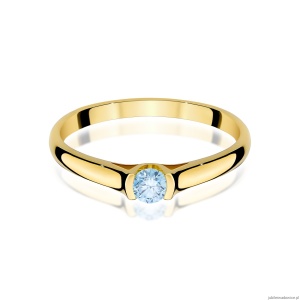Pierścionek W0369 Diament Laboratoryjny niebieski 0.15ct żółte złoto 375