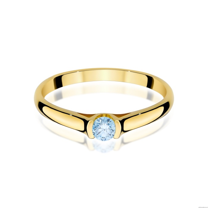 Pierścionek W0369 Diament Laboratoryjny niebieski 0.15ct żółte złoto 375