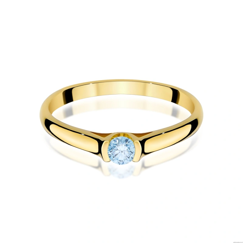 Pierścionek W0369 Diament Laboratoryjny niebieski 0.15ct żółte złoto 375