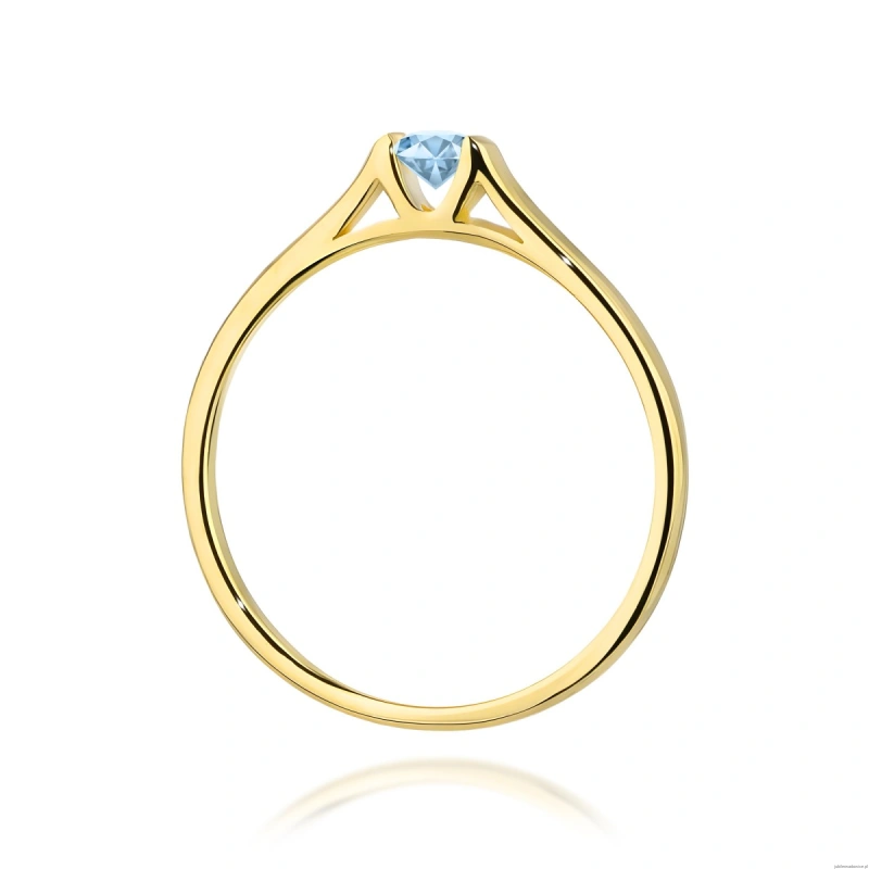 Pierścionek W0369 Diament Laboratoryjny niebieski 0.15ct żółte złoto 375