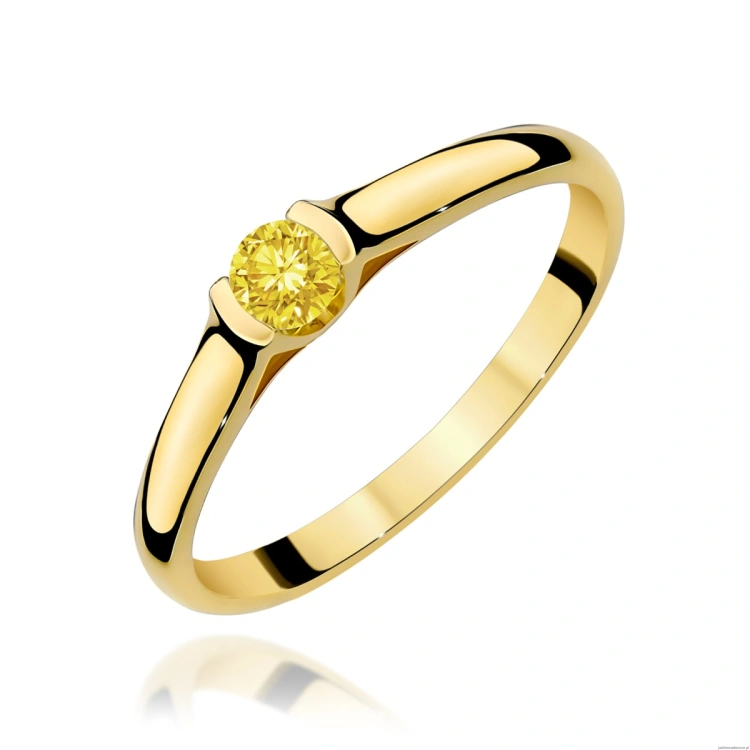 Pierścionek W0369 Diament Laboratoryjny żółty 0.15ct żółte złoto 375