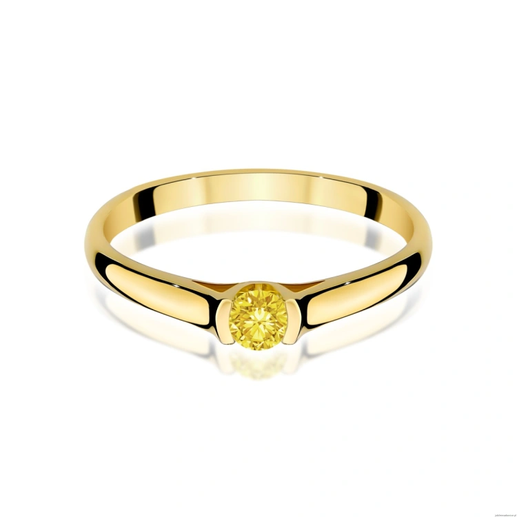 Pierścionek W0369 Diament Laboratoryjny żółty 0.15ct żółte złoto 375
