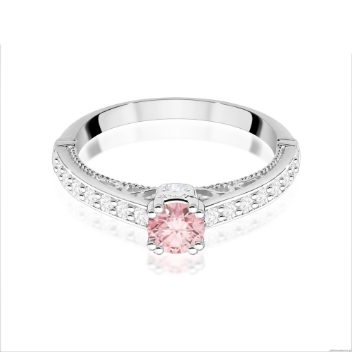 Pierścionek W0439 Diament Laboratoryjny różowy 0,30ct białe złoto 375