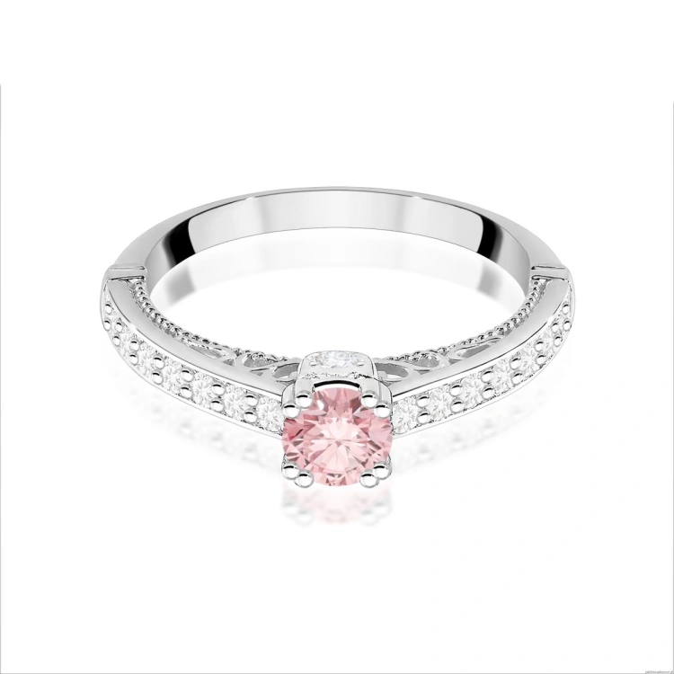Pierścionek W0439 Diament Laboratoryjny różowy 0,30ct białe złoto 375