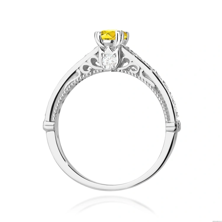 Pierścionek W0439 Diament Laboratoryjny żółty 0,30ct białe złoto 375