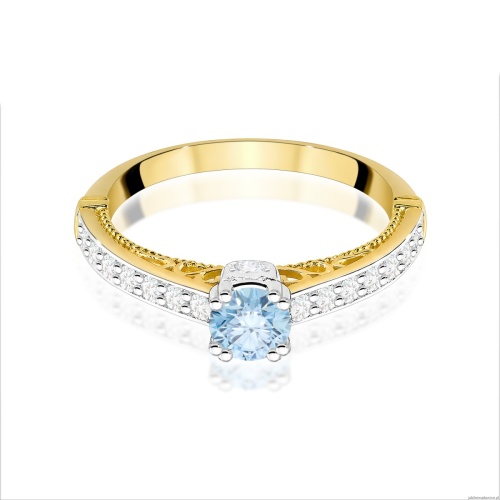 Pierścionek W0439 Diament Laboratoryjny niebieski 0.30ct żółte złoto 375