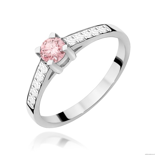 Pierścionek W0364 Diament laboratoryjny różowy  0,30ct białe złoto 375