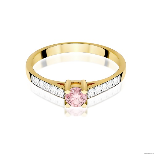 Pierścionek W0364 Diament Laboratoryjny różowy 0.30ct żółte złoto 375