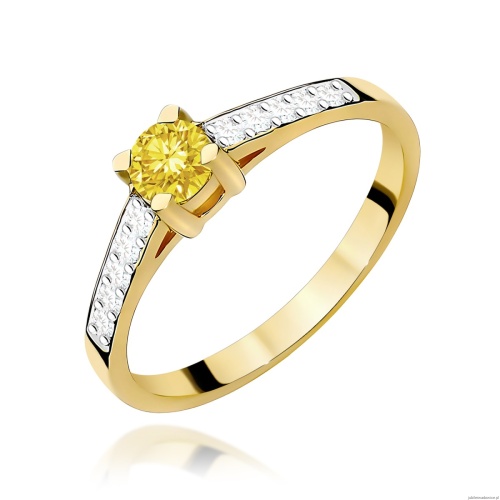 Pierścionek W0364 Diament Laboratoryjny żółty 0.30ct żółte złoto 375