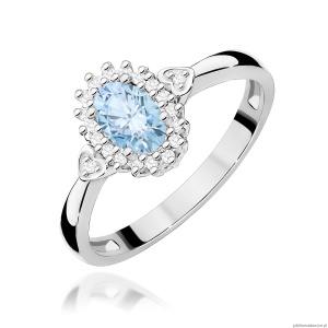 Pierścionek W0312 Diament laboratoryjny niebieski 0,50ct białe złoto