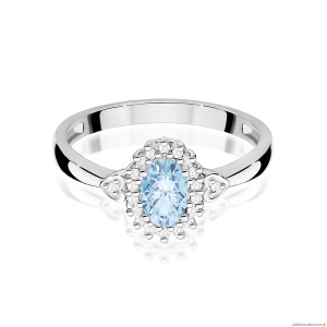 Pierścionek W0312 Diament laboratoryjny niebieski 0,50ct białe złoto