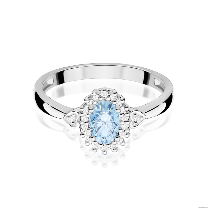 Pierścionek W0312 Diament laboratoryjny niebieski 0,50ct białe złoto