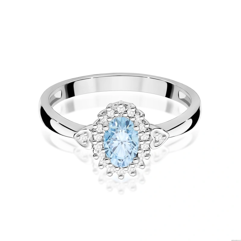 Pierścionek W0312 Diament laboratoryjny niebieski 0,50ct białe złoto