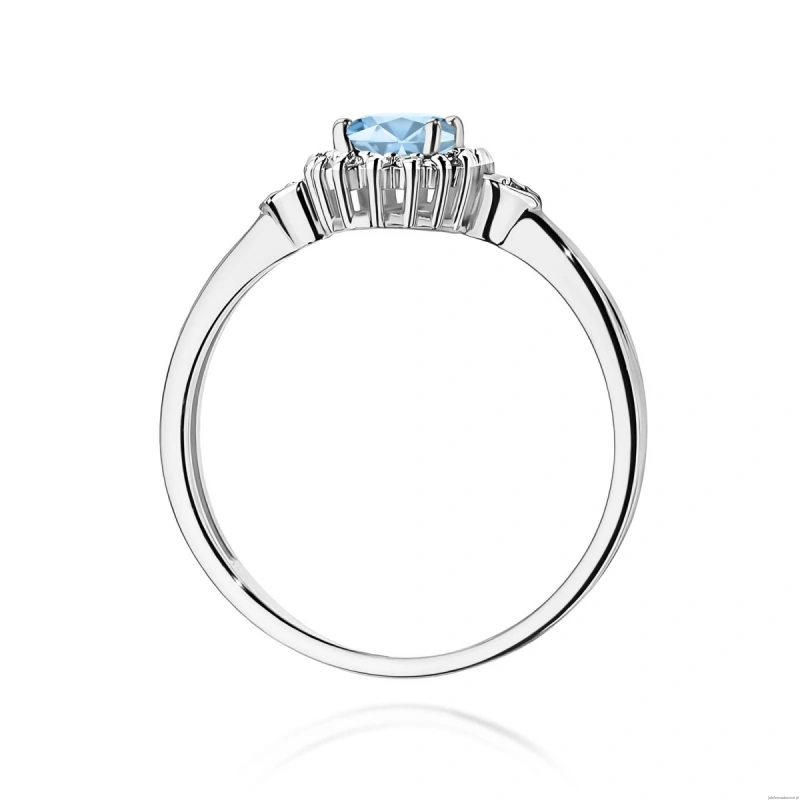 Pierścionek W0312 Diament laboratoryjny niebieski 0,50ct białe złoto