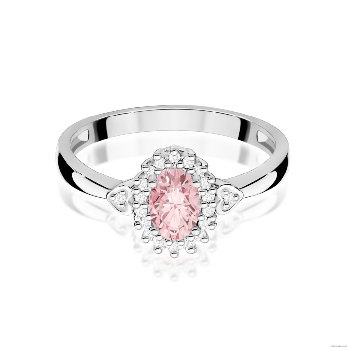 Pierścionek W0312 Diament laboratoryjny różowy 0,50ct białe złoto