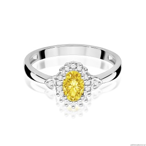 Pierścionek W0312 Diament laboratoryjny żółty 0,50ct białe złoto