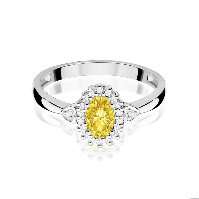 Pierścionek W0312 Diament laboratoryjny żółty 0,50ct białe złoto