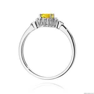 Pierścionek W0312 Diament laboratoryjny żółty 0,50ct białe złoto