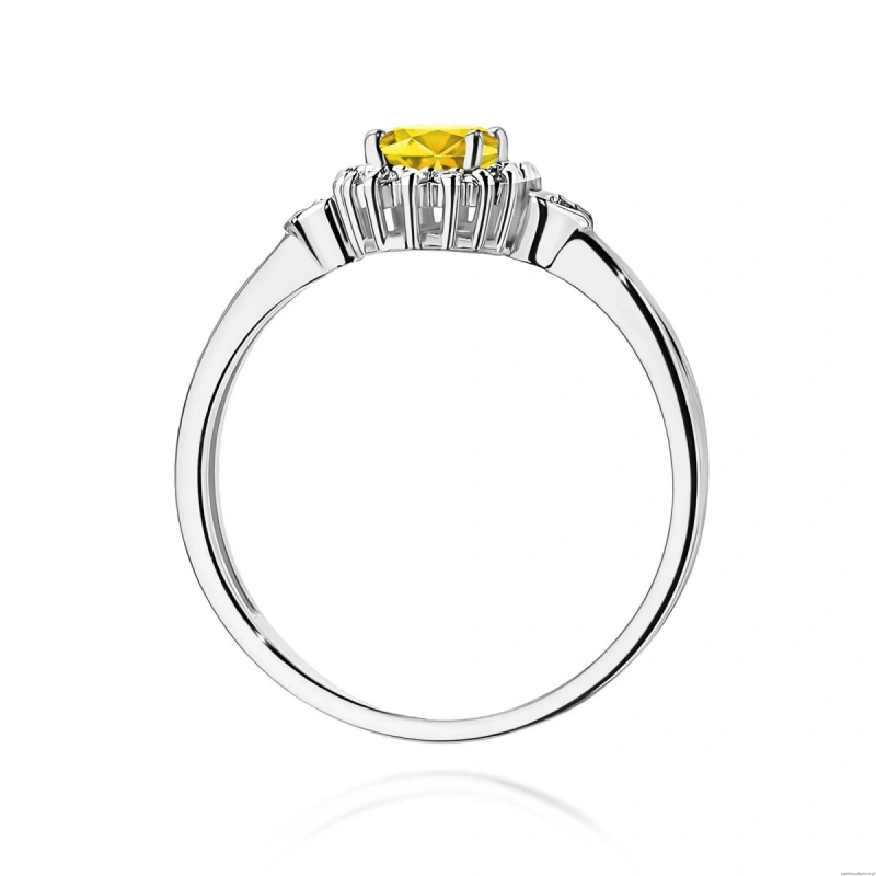 Pierścionek W0312 Diament laboratoryjny żółty 0,50ct białe złoto
