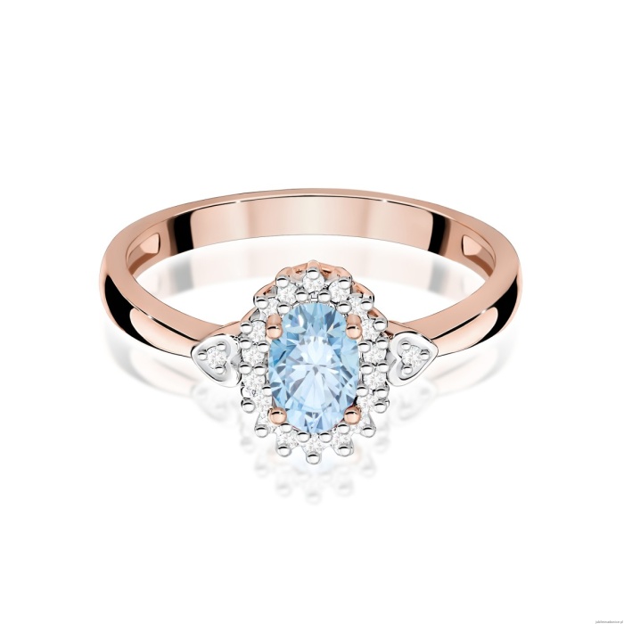 Pierścionek W0312 Diament laboratoryjny niebieski 0,50ct różowe złoto