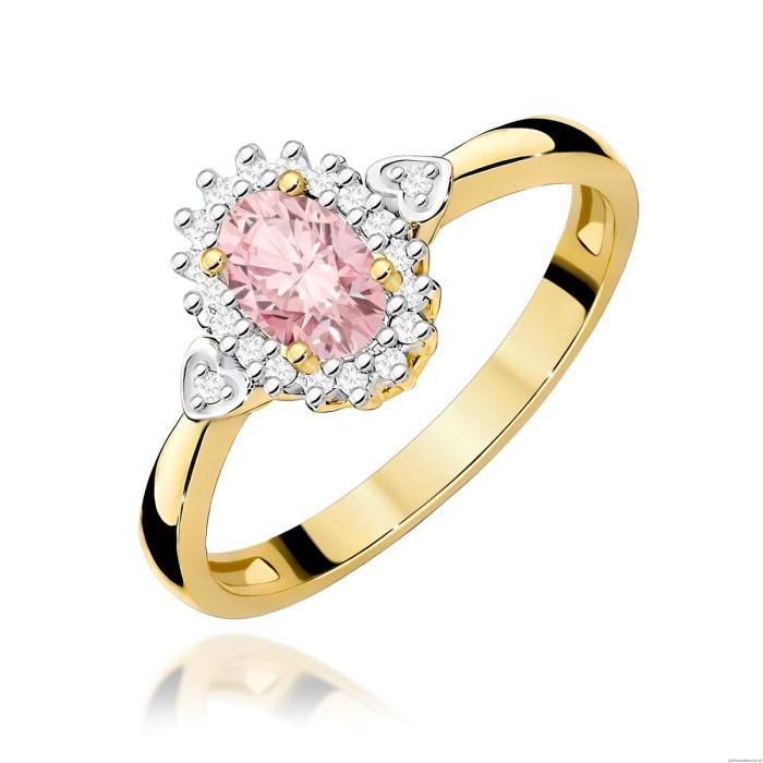 Pierścionek W0312 Diament laboratoryjny różowy 0,50ct żółte złoto