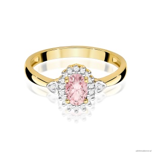 Pierścionek W0312 Diament laboratoryjny różowy 0,50ct żółte złoto