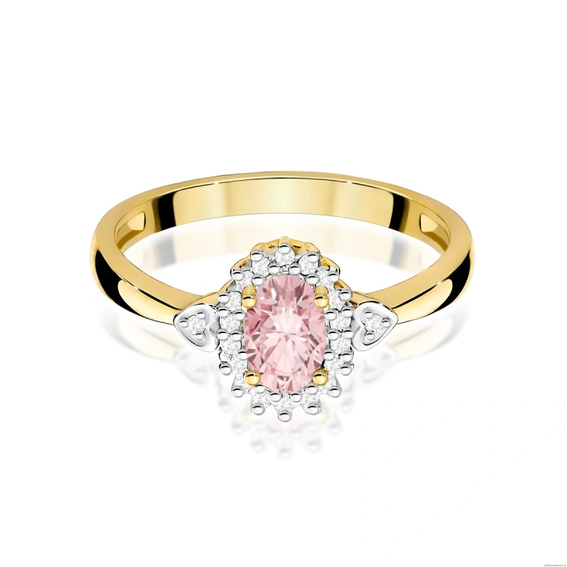 Pierścionek W0312 Diament laboratoryjny różowy 0,50ct żółte złoto