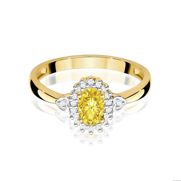 Pierścionek W0312 Diament laboratoryjny żółty 0,50ct żółte złoto