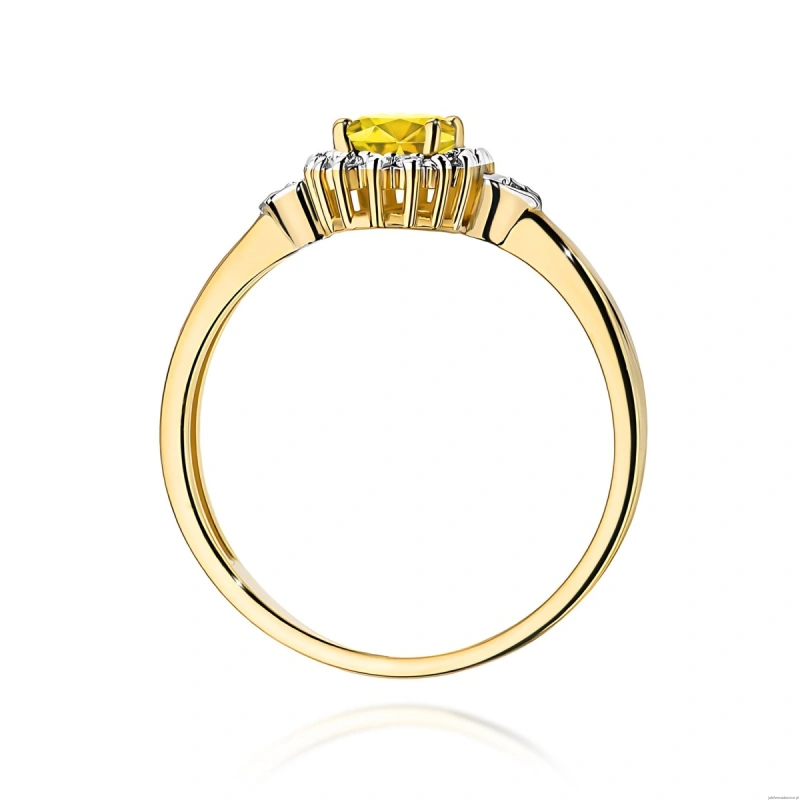 Pierścionek W0312 Diament laboratoryjny żółty 0,50ct żółte złoto