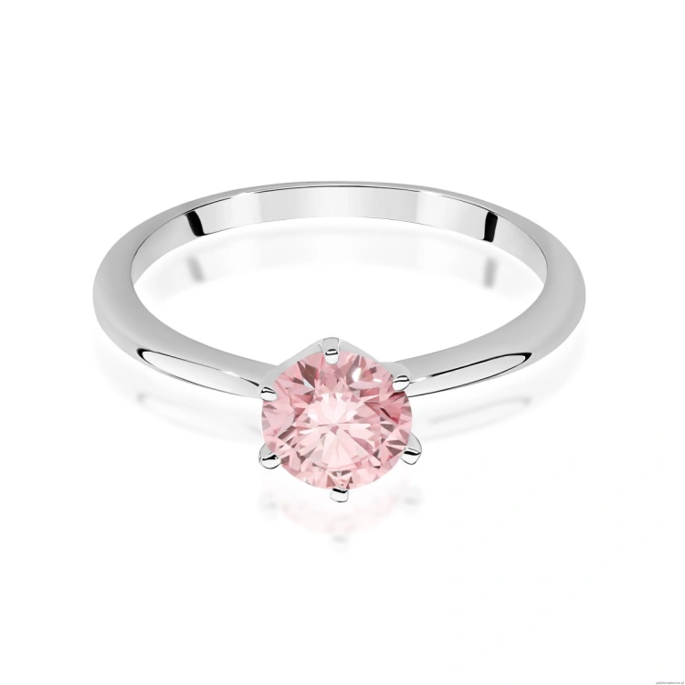 Pierścionek W0553 Diament Laboratoryjny różowy 1,00ct białe złoto