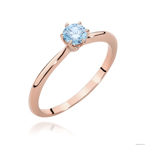 Pierścionek W0553 Diament Laboratoryjny niebieski 0,50ct różowe złoto