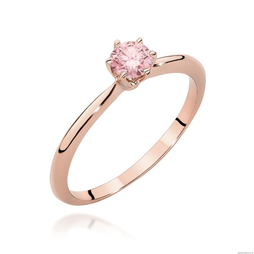 Pierścionek W0553 Diament Laboratoryjny różowy 0,50ct różowe złoto