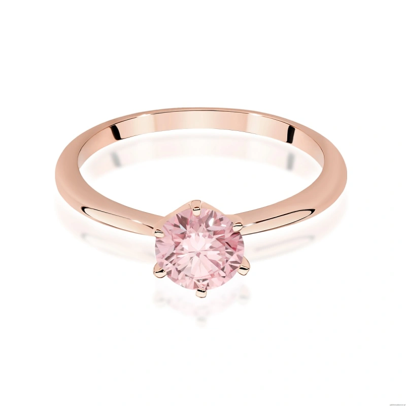 Pierścionek W0553 Diament Laboratoryjny różowy 1,00ct różowe złoto