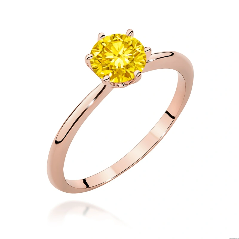 Pierścionek W0553 Diament Laboratoryjny żółty 1,00ct różowe złoto