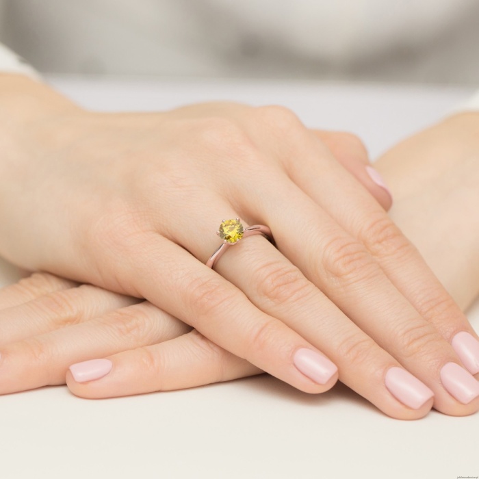 Pierścionek W0553 Diament Laboratoryjny żółty 1,00ct różowe złoto
