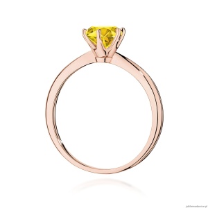 Pierścionek W0553 Diament Laboratoryjny żółty 1,00ct różowe złoto