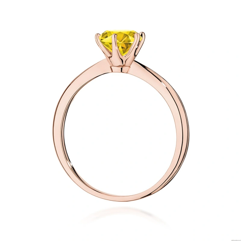Pierścionek W0553 Diament Laboratoryjny żółty 1,00ct różowe złoto