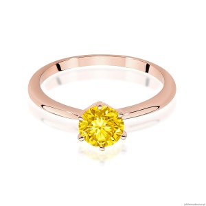 Pierścionek W0553 Diament Laboratoryjny żółty 1,00ct różowe złoto