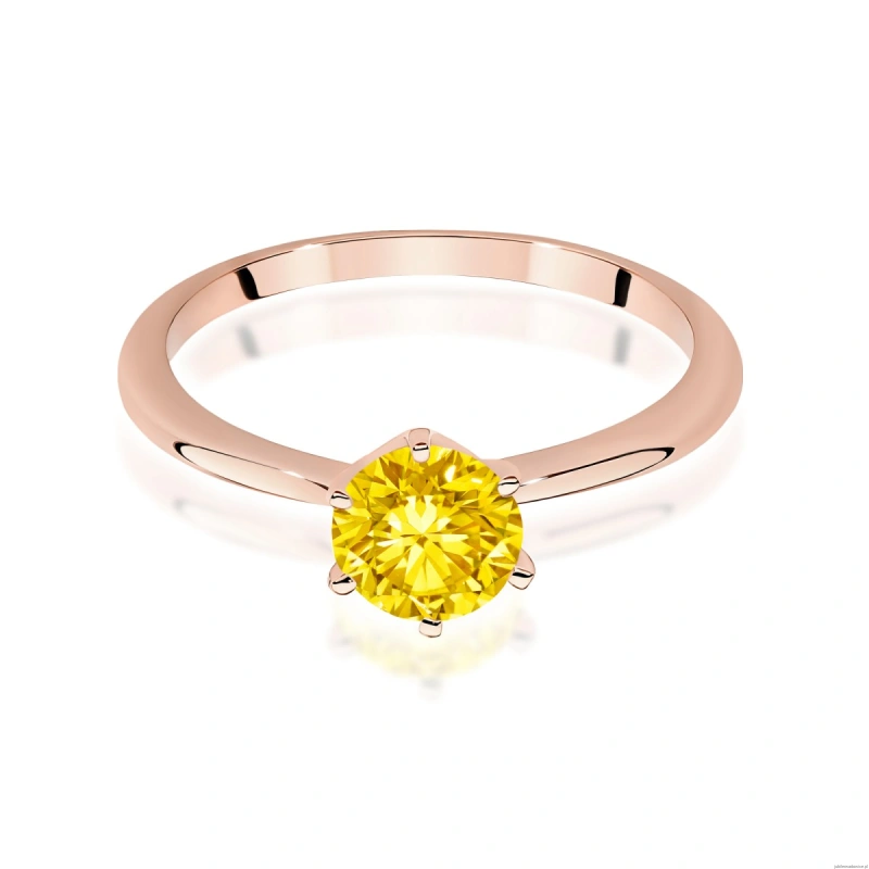 Pierścionek W0553 Diament Laboratoryjny żółty 1,00ct różowe złoto