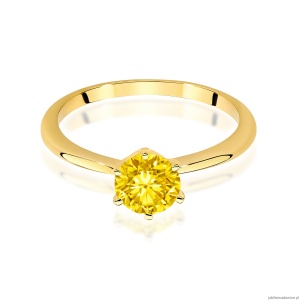 Pierścionek W0553 Diament Laboratoryjny żółty 1,00ct żółte złoto