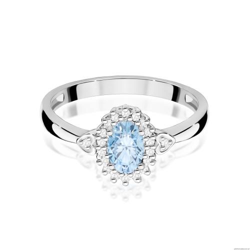 Pierścionek W0312 Diament laboratoryjny niebieski 0,50ct białe złoto 375
