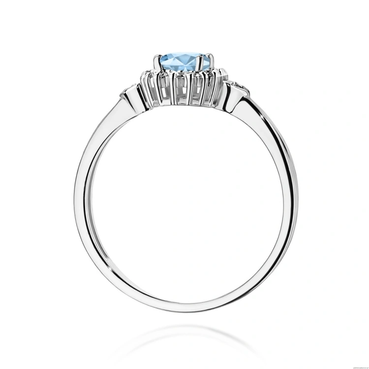 Pierścionek W0312 Diament laboratoryjny niebieski 0,50ct białe złoto 375