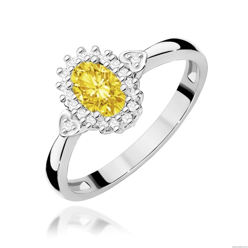 Pierścionek W0312 Diament laboratoryjny żółty 0,50ct białe złoto 375
