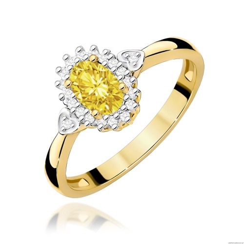 Pierścionek W0312 Diament laboratoryjny żółty 0,50ct żółte złoto 375