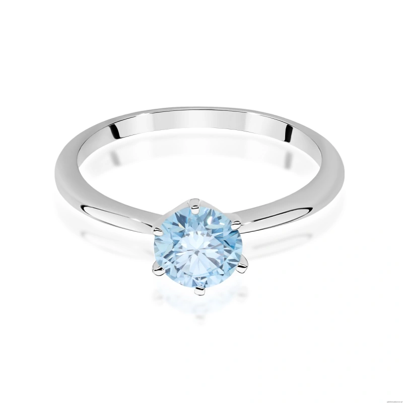 Pierścionek W0553 Diament Laboratoryjny niebieski 1,00ct białe złoto 375