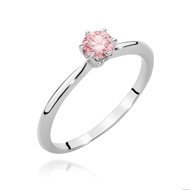 Pierścionek W0553 Diament Laboratoryjny różowy 0,50ct białe złoto 375