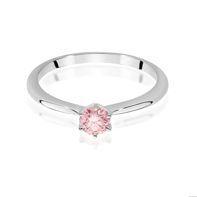 Pierścionek W0553 Diament Laboratoryjny różowy 0,50ct białe złoto 375