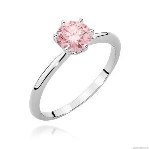 Pierścionek W0553 Diament Laboratoryjny różowy 1,00ct białe złoto 375
