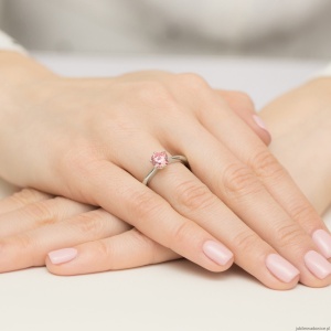 Pierścionek W0553 Diament Laboratoryjny różowy 1,00ct białe złoto 375